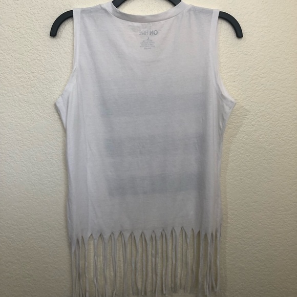 On Fire Fringe Hem βPositive" Tank Top Juniors Large NWOT - Picture 11 of 12